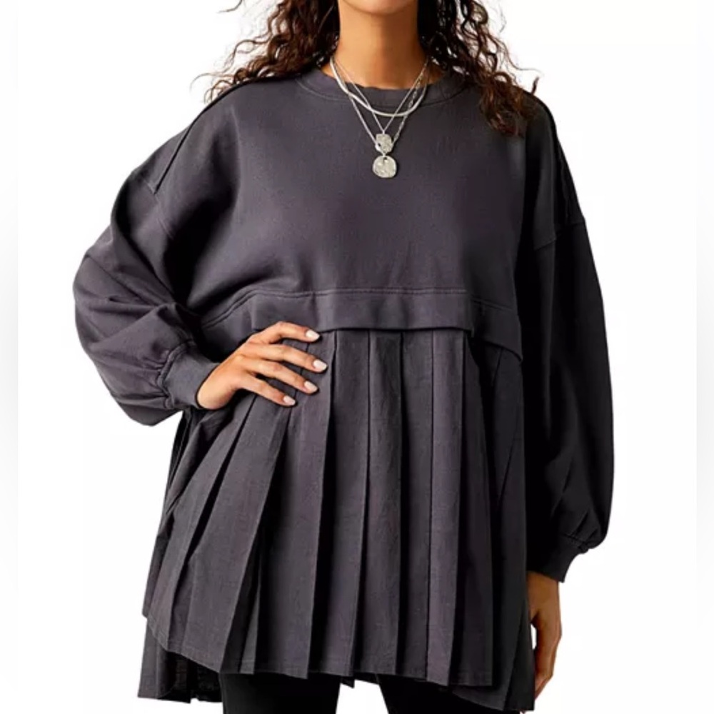 Free People Sweatshirt Minidress Women's size SMALL in a muted blue